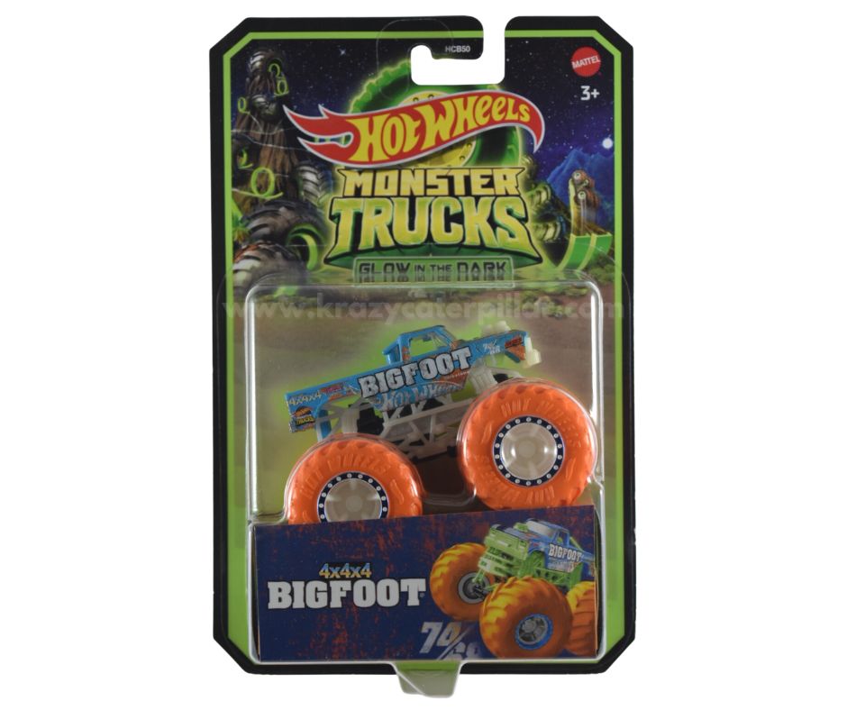 Hot Wheels Monster Trucks: 4x4x4 Bigfoot - Glow In the Dark 1:64