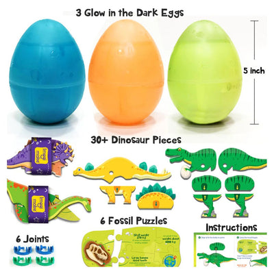 Imagi Make: Dinos & Eggs Glow In The Dark - Set of 3