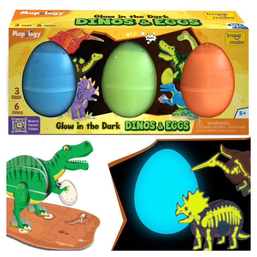 Imagi Make: Dinos & Eggs Glow In The Dark - Set of 3