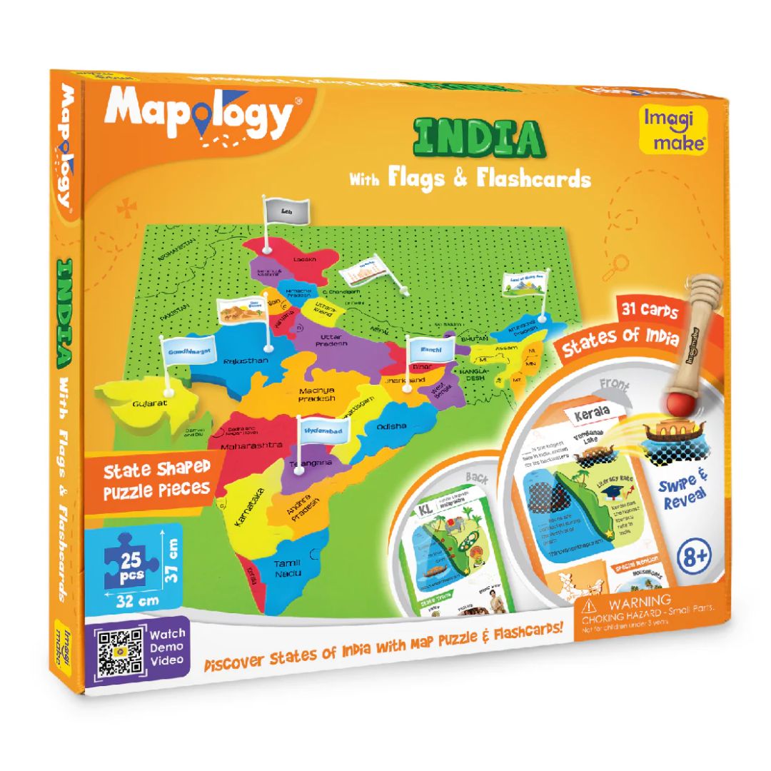 Imagi Make: Mapology India With Flags and Flash Card