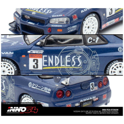INNO64: Nissan Skyline GTR R34 3 Endless Advan Super Taikyu Series 2002 1:64