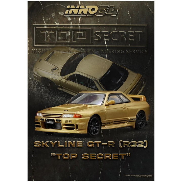 INNO64 スカイラインGT-R トップシークレットVR32 サテンゴールド INNO64: Top Secret BNR32 GT-R (650R) - Gold – Krazy Caterpillar