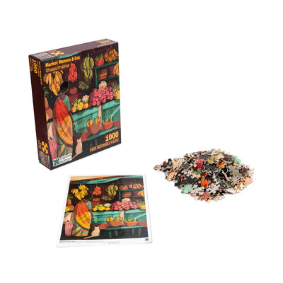 Jigsaw Nation: Market Woman & Cat Jigsaw Puzzle-Chaaya Prabhat