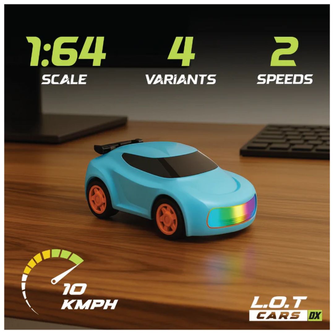 L.O.T  Mini RC Drift Car: Dash - Blue- Tabletop Drifter (Scale: 1:64)