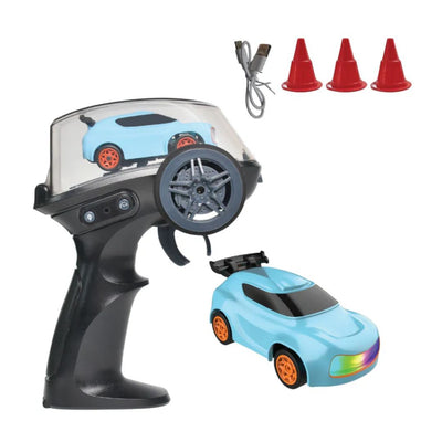 L.O.T  Mini RC Drift Car: Dash - Blue- Tabletop Drifter (Scale: 1:64)