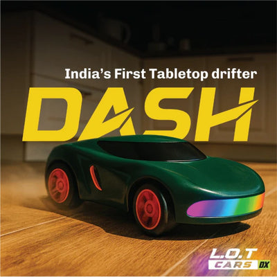 L.O.T  Mini RC Drift Car: Dash - Green- Tabletop Drifter (Scale: 1:64)