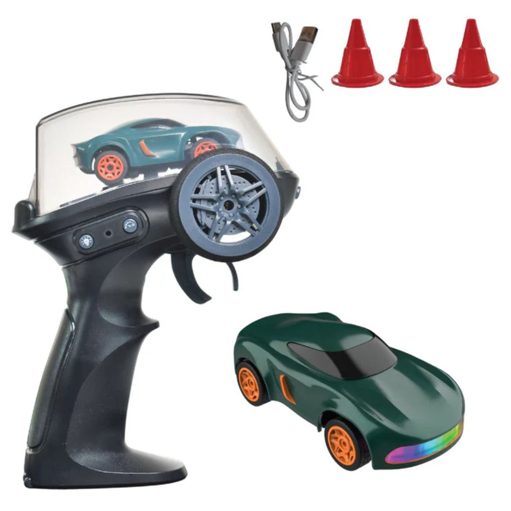 L.O.T Mini RC Drift Car: Dash - Green- Tabletop Drifter (Scale: 1:64)