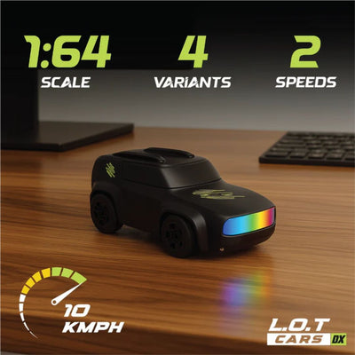 L.O.T  Mini RC Drift Car: Dash - Black- Tabletop Drifter (Scale: 1:64)