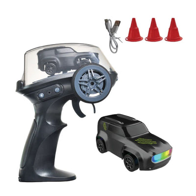L.O.T  Mini RC Drift Car: Dash - Black- Tabletop Drifter (Scale: 1:64)