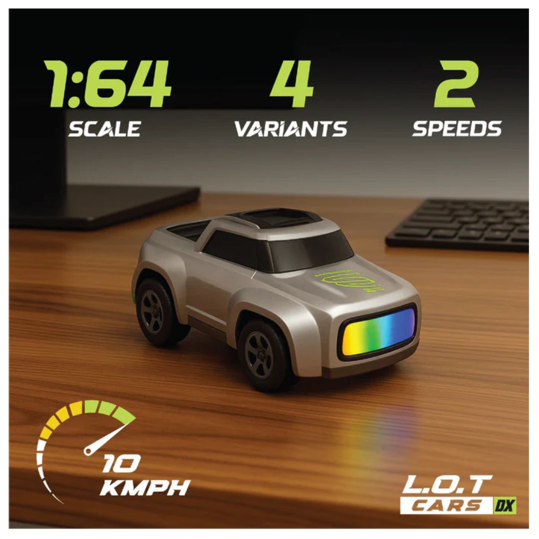 L.O.T  Mini RC Drift Car: Dash -Grey- Tabletop Drifter (Scale: 1:64)