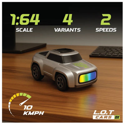 L.O.T  Mini RC Drift Car: Dash -Grey- Tabletop Drifter (Scale: 1:64)