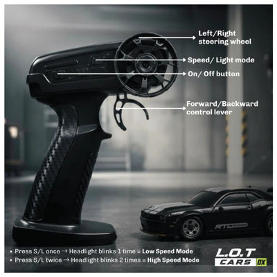 L.O.T Mini RC Drift Car: Nitro -Tabletop Drifter -Tarmac Black (Scale 1:64)