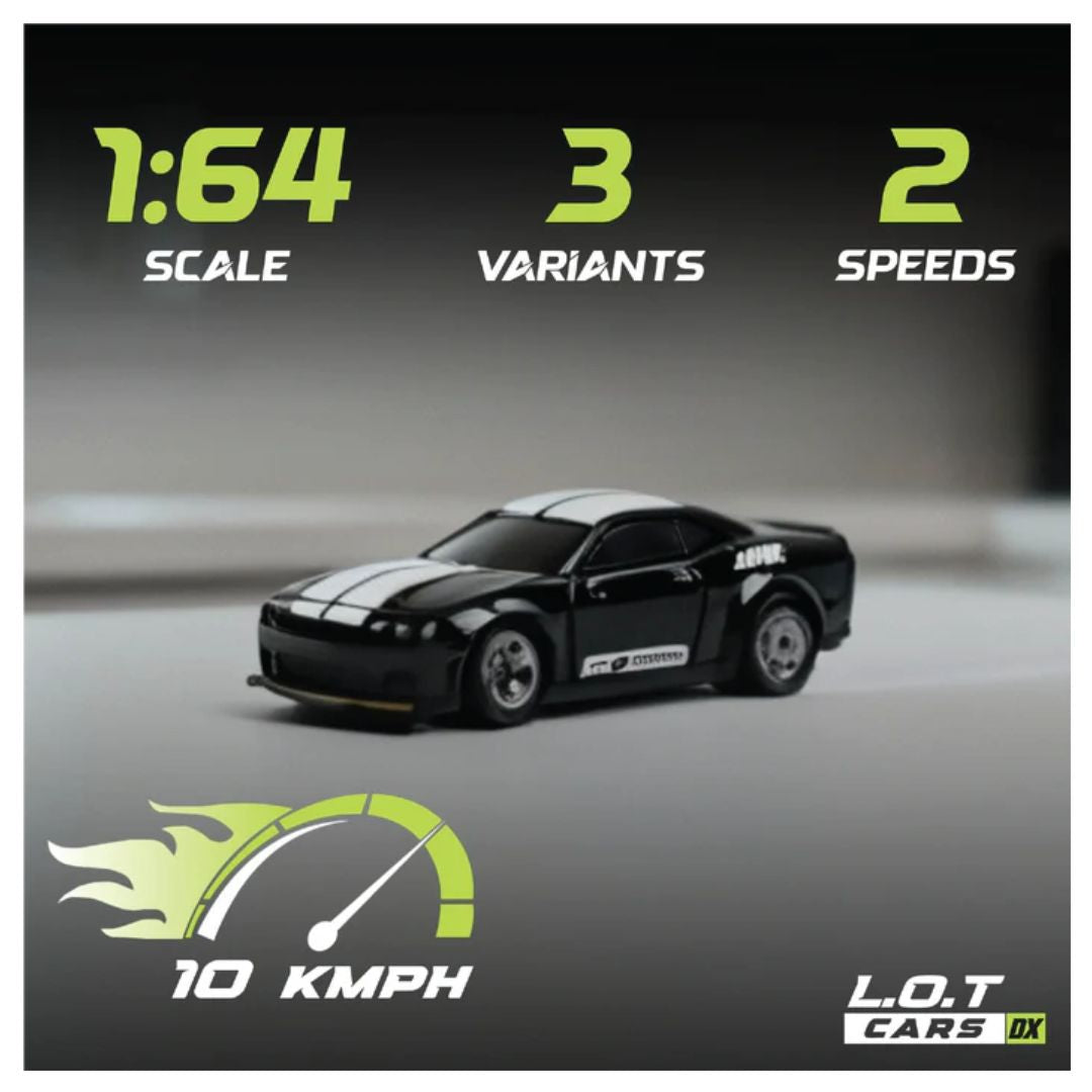 L.O.T Mini RC Drift Car: Nitro -Tabletop Drifter -Tarmac Black (Scale 1:64)