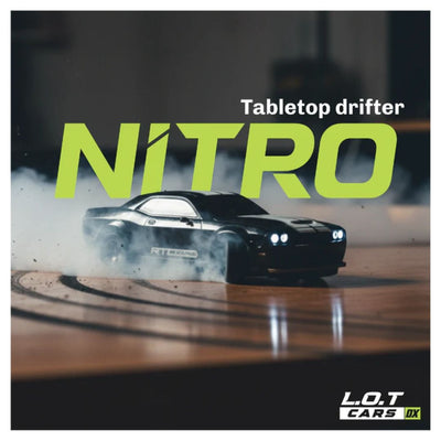 L.O.T Mini RC Drift Car: Nitro -Tabletop Drifter -Tarmac Black (Scale 1:64)