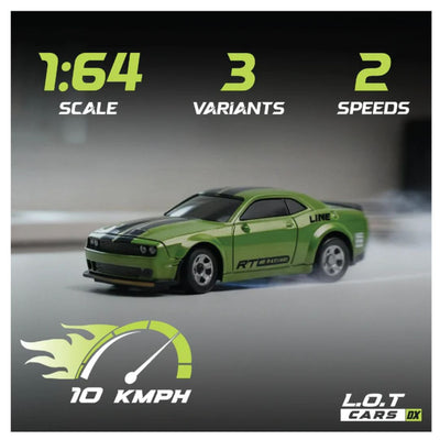 L.O.T Mini RC Drift Car: Nitro -Tabletop Drifter -Tarmac Green (Scale 1:64)