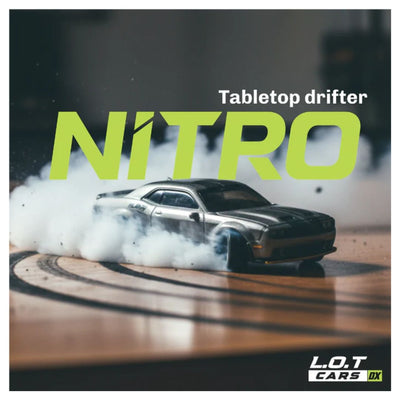 L.O.T Mini RC Drift Car: Nitro -Tabletop Drifter -Tarmac Grey (Scale 1:64)