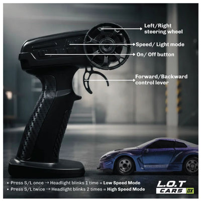 L.O.T Mini RC Drift Car: Nitro -Tabletop Drifter -Race Blue (Scale 1:64)