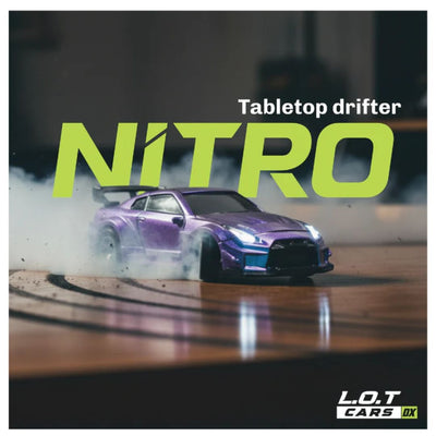 L.O.T Mini RC Drift Car: Nitro -Tabletop Drifter -Race Blue (Scale 1:64)