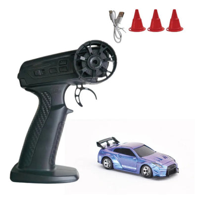 L.O.T Mini RC Drift Car: Nitro -Tabletop Drifter -Race Blue (Scale 1:64)
