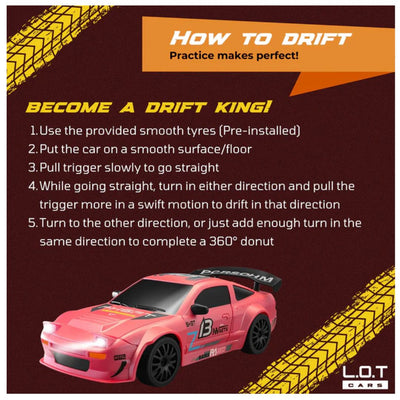 L.O.T RC Drift Car: Flare - Track Pink -Semi-Hobby Grade RC Drift Car