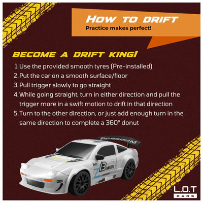 L.O.T RC Drift Car: Flare - Track White -Semi-Hobby Grade RC Drift Car