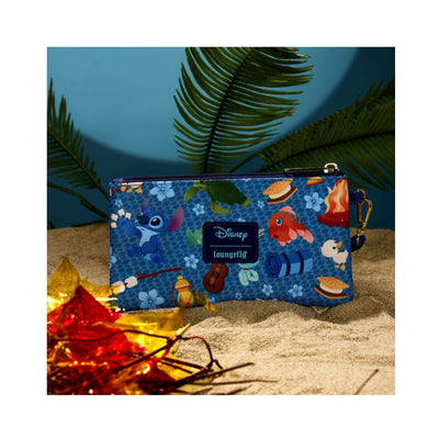 Loungefly: Stitch Camping Cuties All-Over Print Nylon Zipper Pouch Wristlet