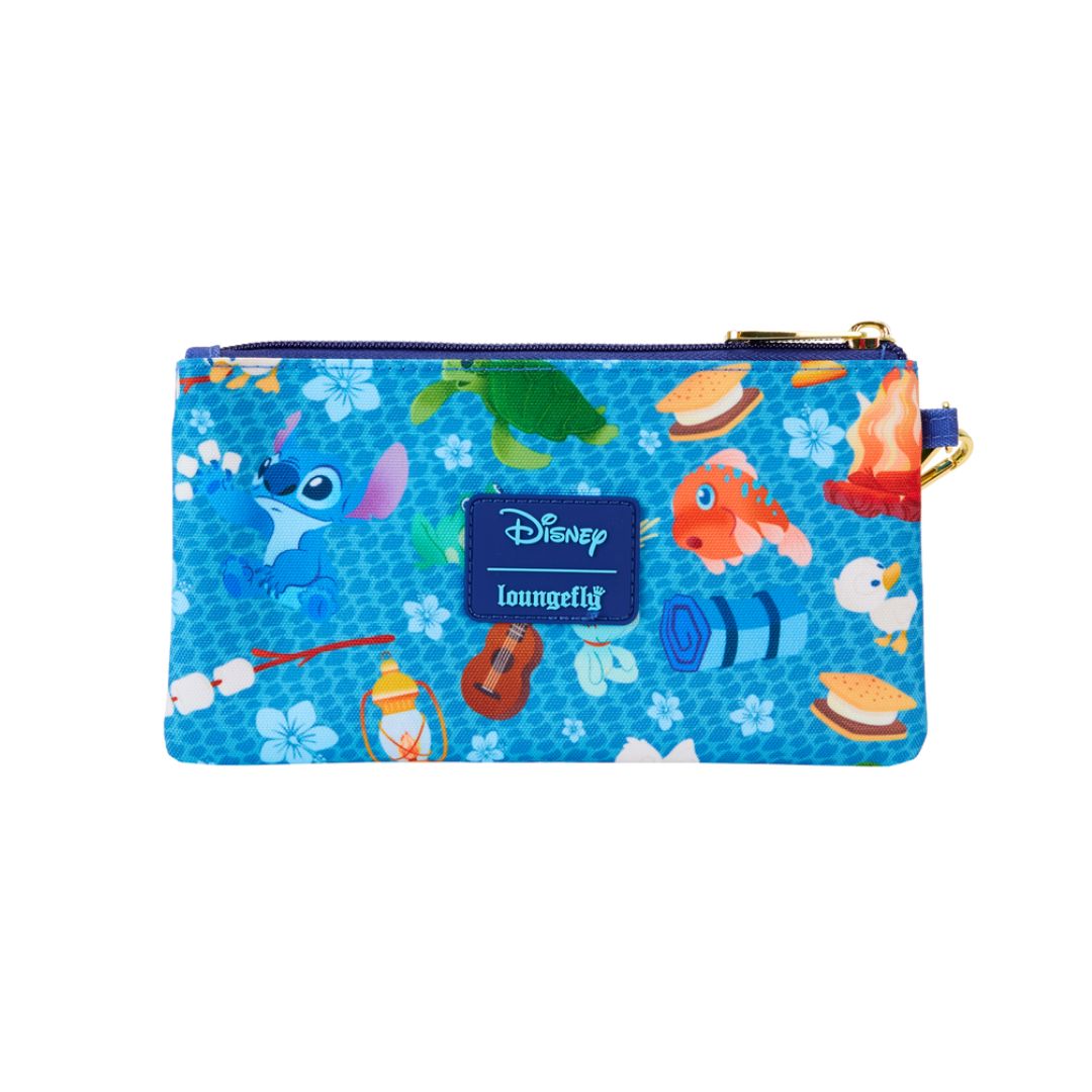 Loungefly: Stitch Camping Cuties All-Over Print Nylon Zipper Pouch Wristlet