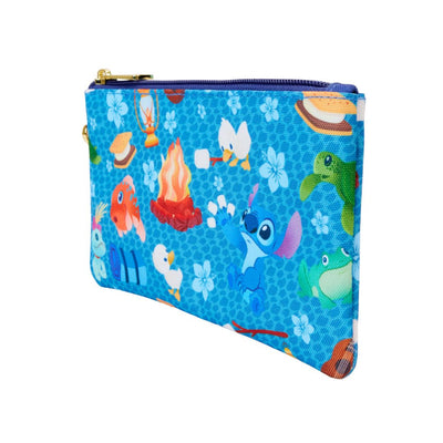 Loungefly: Stitch Camping Cuties All-Over Print Nylon Zipper Pouch Wristlet