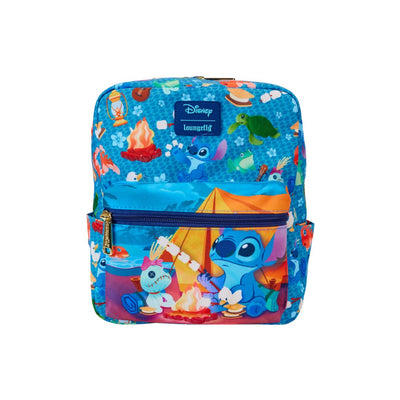 Loungfly: Stitch Camping Cuties All-Over Print Nylon Square Mini Backpack