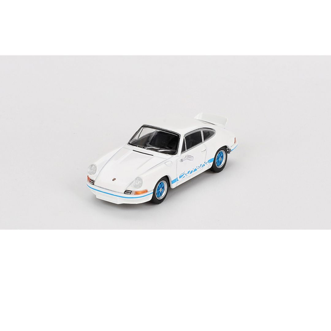 MINI GT #715: Porsche 911 Carrera RS 2.7 Grand Prix White with Blue Livery