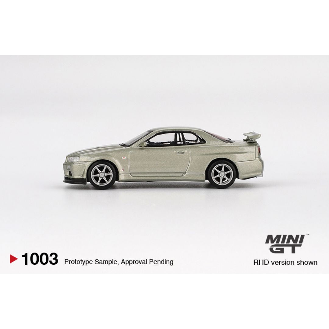 MINI GT #1003: Nissan Skyline GT-R (R34) V-Spec II Nür Millenium Jade