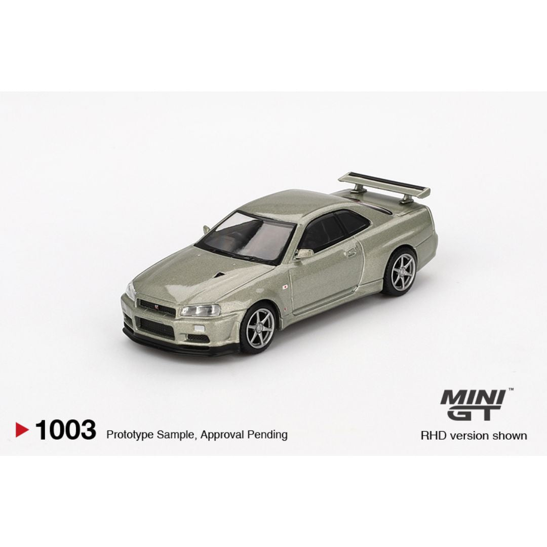 MINI GT #1003: Nissan Skyline GT-R (R34) V-Spec II Nür Millenium Jade