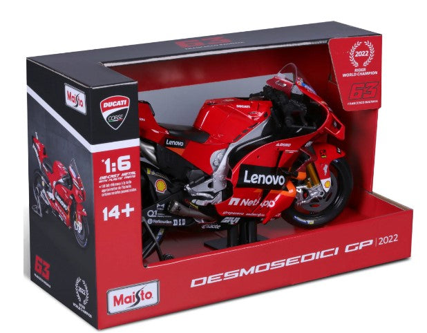 Maisto: 2022 Moto GP Ducati Desmosecidi Lenovo team #63 Francesco Bagnaia (1:6)