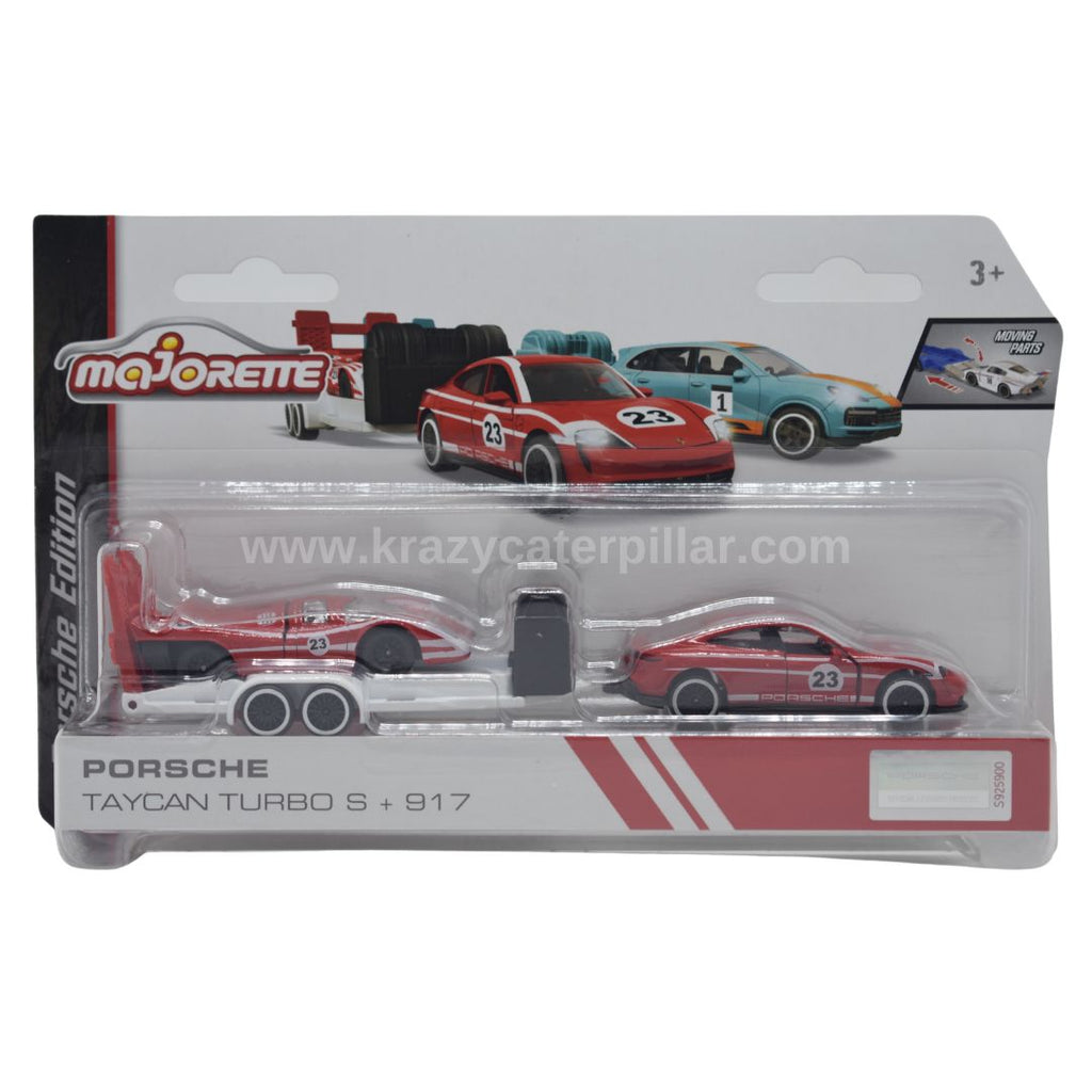 Majorette Porsche Taycan Turbo S + 917: Porsche Race Trailer - 1:64