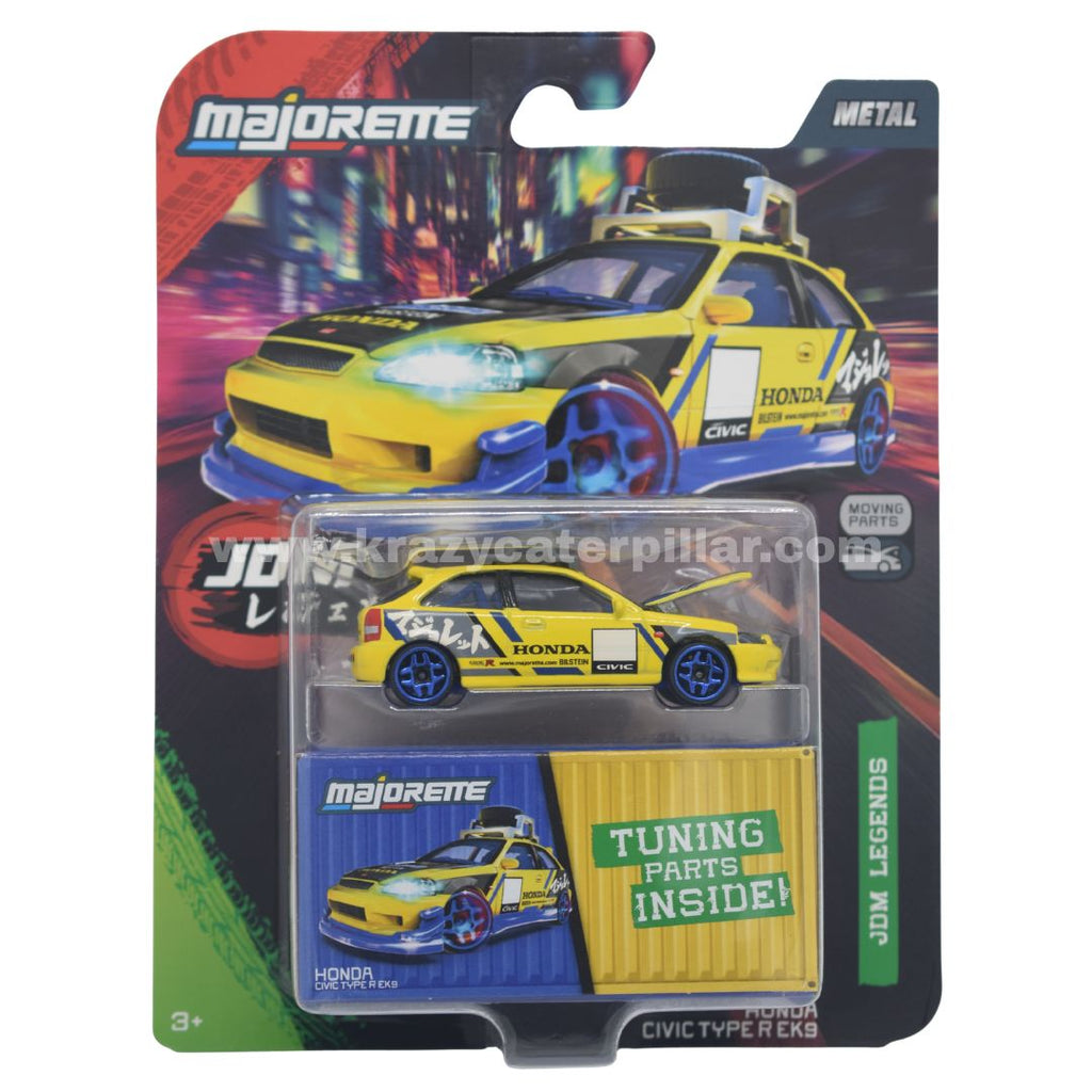 Majorette: JDM Legends Deluxe Set - Honda Civic Type R EK9 - Yellow