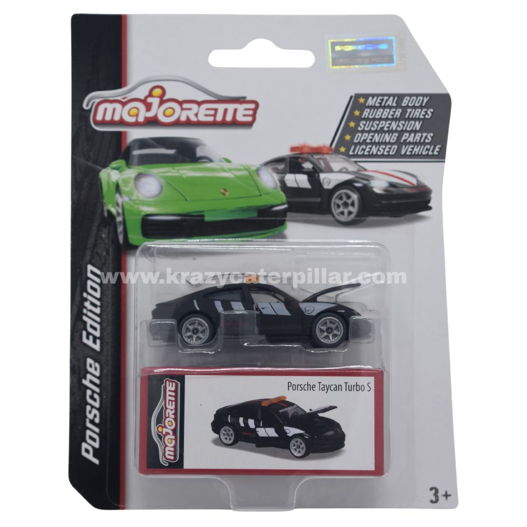 Majorette Porsche Deluxe Edition: Porsche Taycan Turbo S Safety Car - Matt Black 1:64