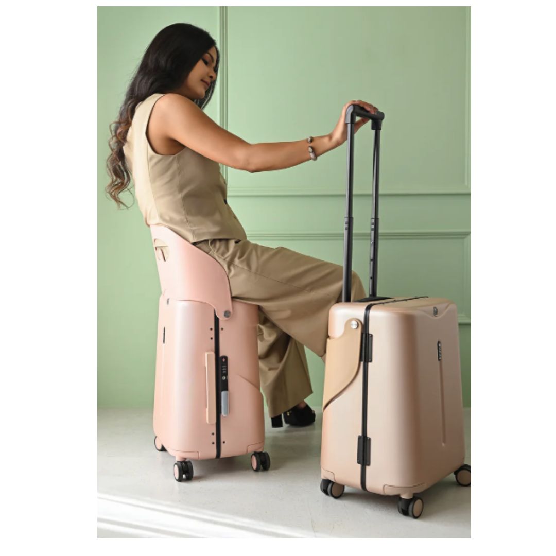 Miamily Dusty Pink Ride-On Trolley Carry-On Luggage 18 inches