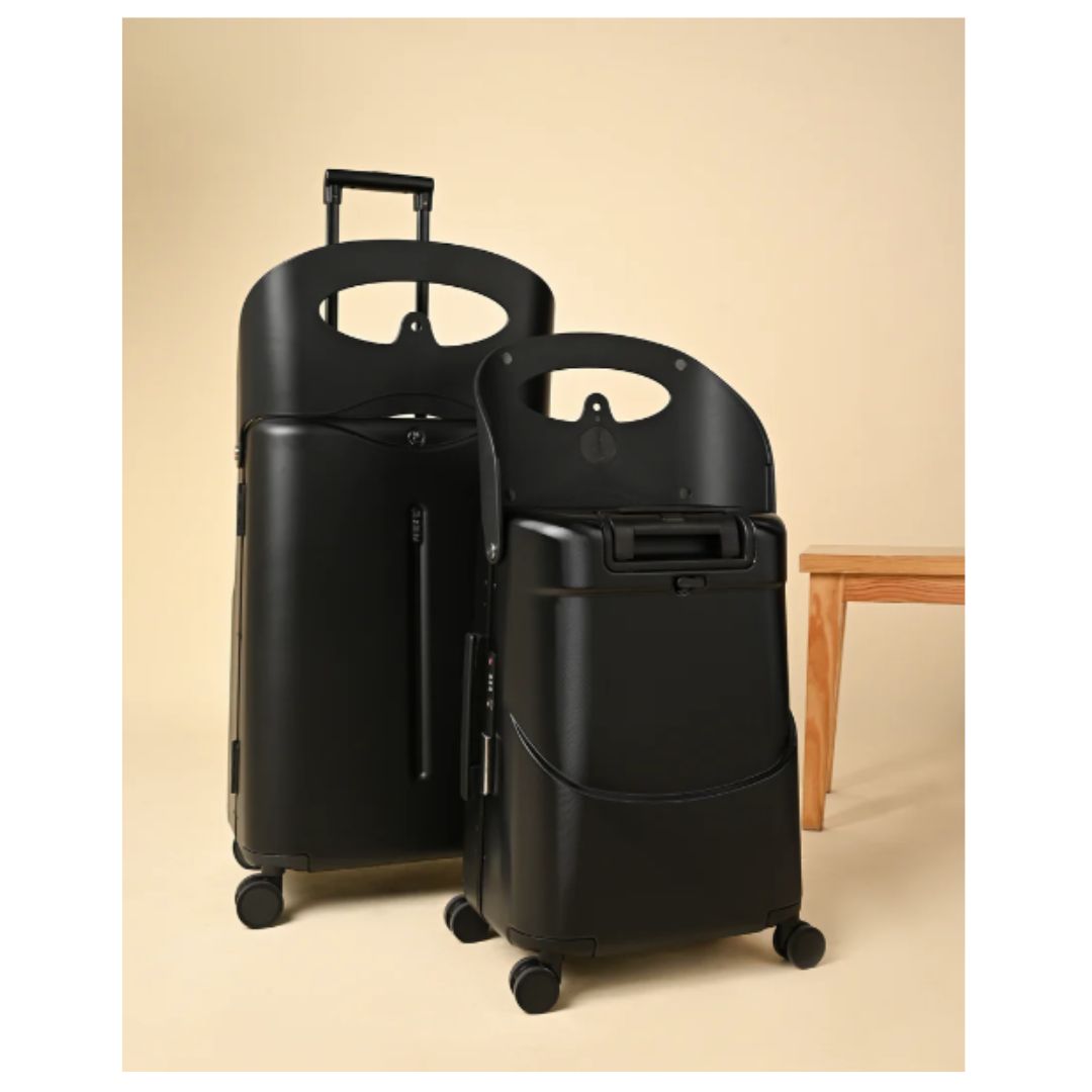 Miamily: Midnight Black Ride on Trolley Carry-on Luggage 18 inches