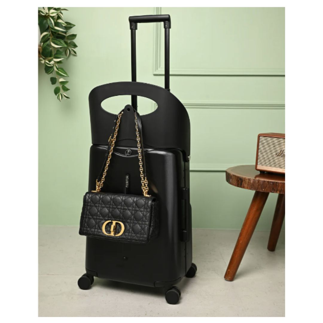 Miamily: Midnight Black Ride on Trolley Carry-on Luggage 18 inches