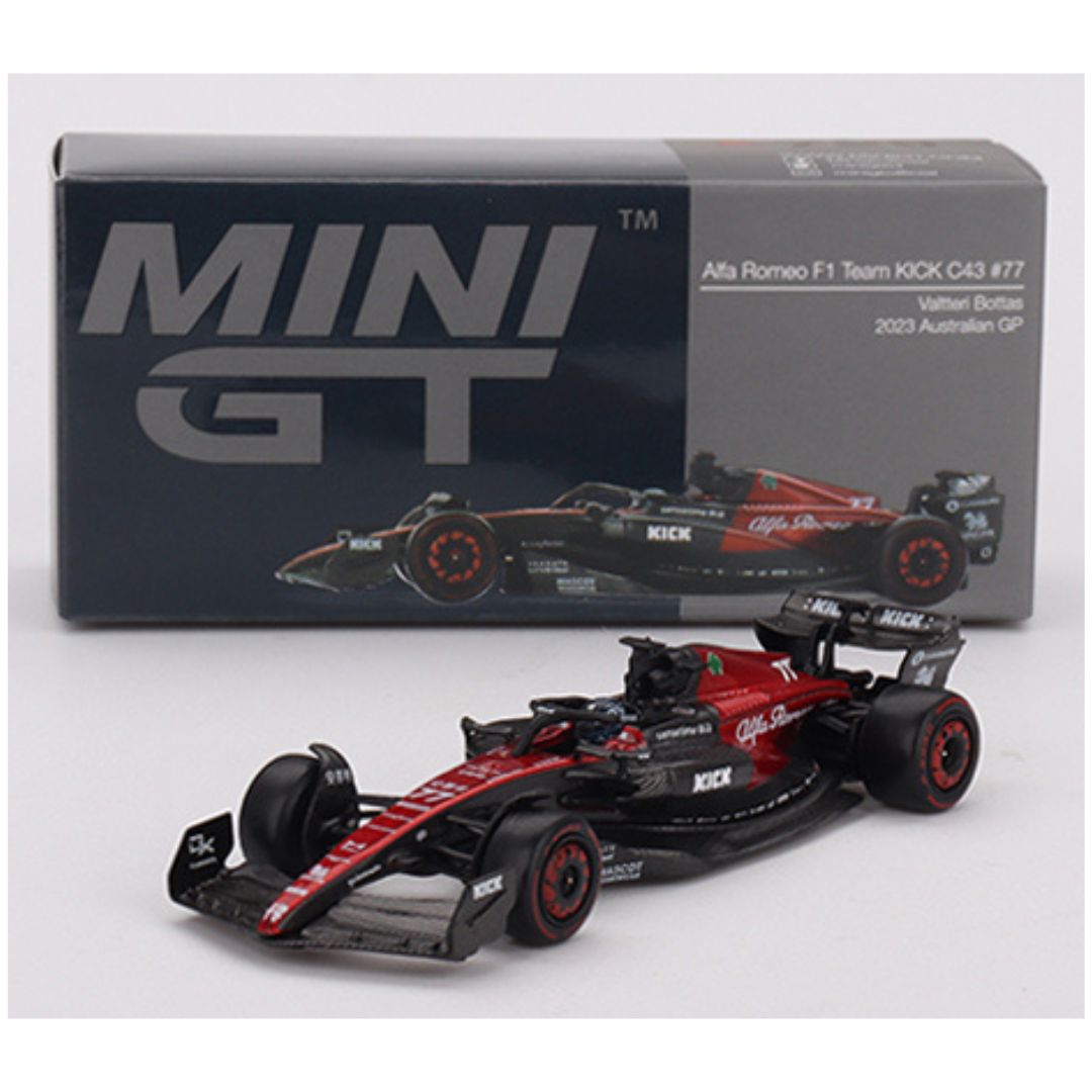 Mini GT #729: Alfa Romeo C43 #77 Valtteri Bottas 2023 F1 2023 Australian GP 1:64