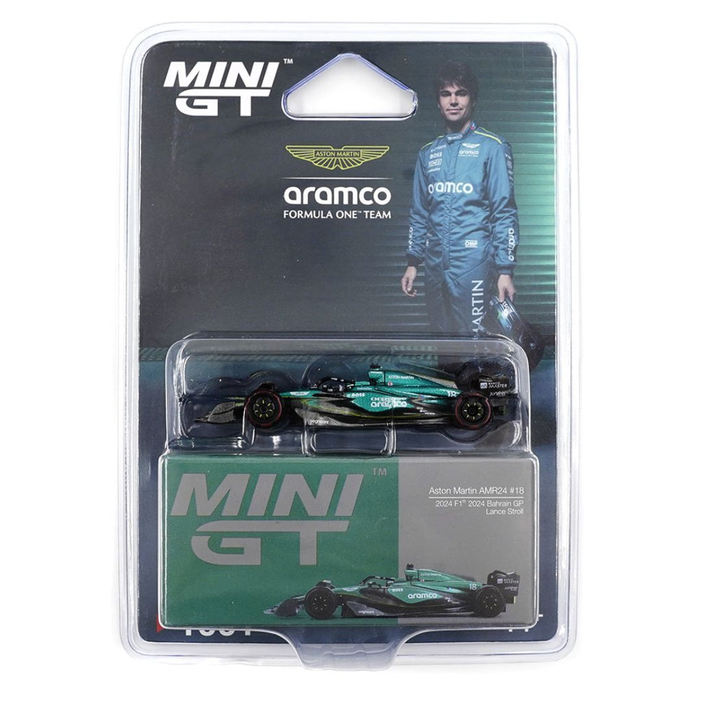 Mini GT Blister #1001: Aston Martin AMR24 #18 Lance Stroll 2024 F1 2024 Bahrain GP