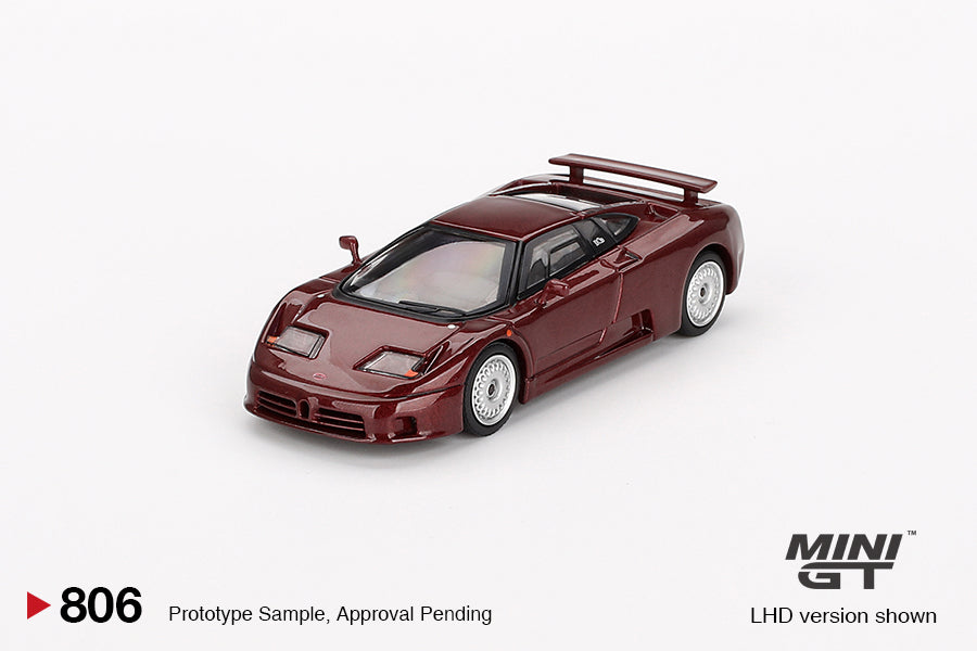 Mini GT #806: Bugatti EB110 GT Dark Red Metallic 1:64