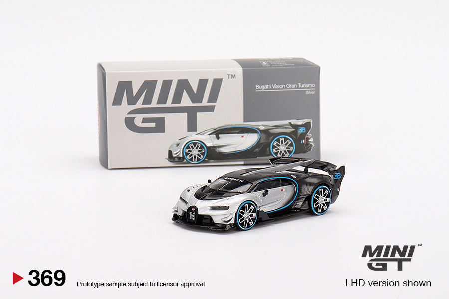 Mini GT Bugatti Vision Gran Turismo Silver - 1:64 Die-Cast Scale Model