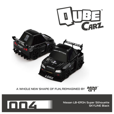 Mini GT Qube Carz #004: Nissan LB-ER34 Super Silhouette SKYLINE Black