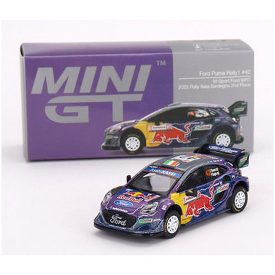 Mini GT Ford Puma Rally1 #42 M-Sport Ford WRT 2022 Rally Italia Sardegna 2nd Place 1:64