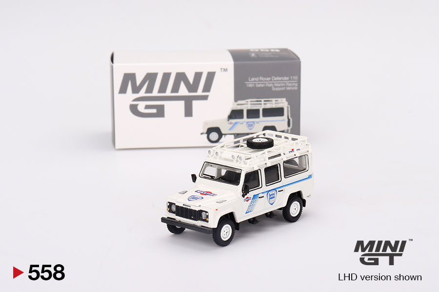 MINI GT Land Rover Defender 110 1991 Safari Rally Martini Racing Support Vehicle