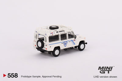 MINI GT Land Rover Defender 110 1991 Safari Rally Martini Racing Support Vehicle