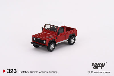 Mini GT Land Rover Defender 90 Pickup Masai Red - 1:64 Die-Cast Scale Model