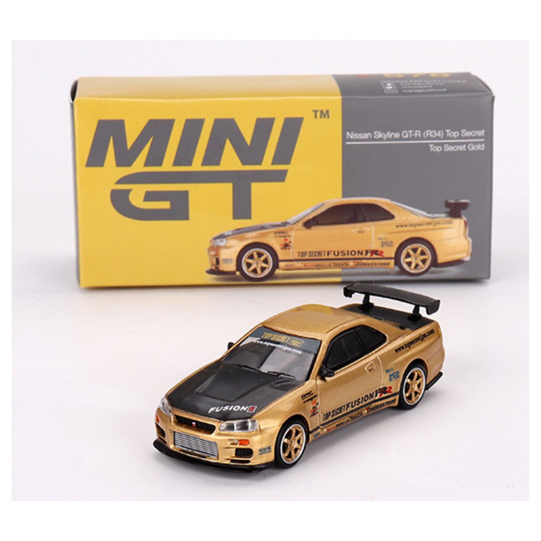 Mini GT Nissan Skyline GT-R (R34) Top Secret Top Secret Gold Japan Exc ...