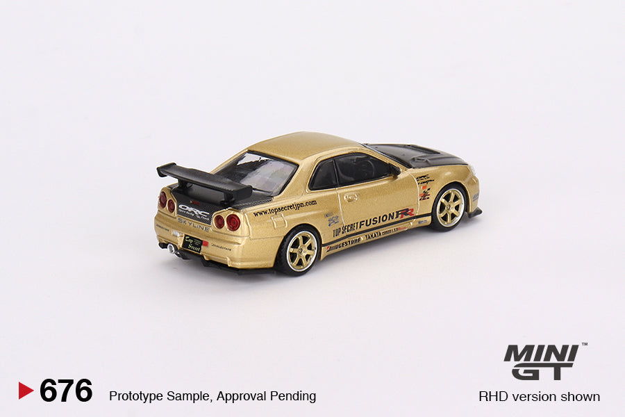 Mini GT Nissan Skyline GT-R (R34) Top Secret Top Secret Gold Japan Exc ...
